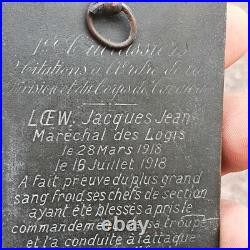 Croix de Guerre 1914-1917, deux étoiles, dans un cadre gravé au dos