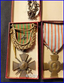 Croix de Guerre 1914 1918 Médailles Sergent infanterie WW1 set French Medals