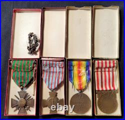 Croix de Guerre 1914 1918 Médailles Sergent infanterie WW1 set French Medals
