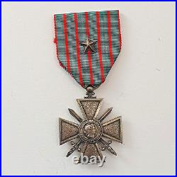 Croix de Guerre 1914-1918, argent, poinçonnée, montage d'origine