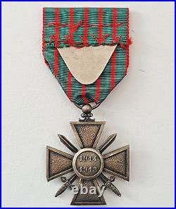 Croix de Guerre 1914-1918, argent, poinçonnée, montage d'origine