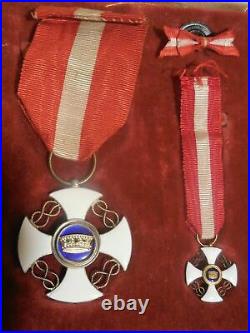 Croix de chevalier de l'Ordre de la Couronne d'Italie + mignon et rosace en