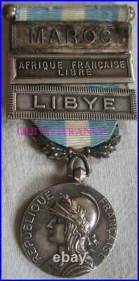 DEC7818 MEDAILLE COLONIALE agrafes MAROC / AFRIQUE FRANÇAISE LIBRE / LIBYE