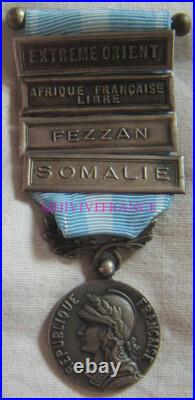 DEC8073 MEDAILLE COLONIALE agrafes AFRIQUE FR. LIBRE/FEZZAN/SOMALIE/EXT. ORIENT