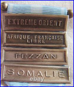 DEC8073 MEDAILLE COLONIALE agrafes AFRIQUE FR. LIBRE/FEZZAN/SOMALIE/EXT. ORIENT