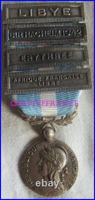 DEC8203 MEDAILLE COLONIALE uniface 4 agrafes AFL -BIR HACHEIM ERYTHREE LIBYE