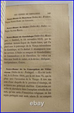 DICTIONNAIRE DES ORDRES DE CHEVALERIE CIVILS ET MILITAIRES par Maigne 1861