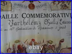 DIPLOME 1870.71. +2 MEDAILLES COMMERATIVES. 16emBATAILLON DE CHASSEURS A PIEDS