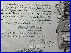 DIPLOME AUTORISANT Mr BUFFAULT à PORTER, DECORATION DE L'ORDRE DU LYS 24/8/1814