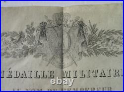 DIPLOME MEDAILLE MILITAIRE SECOND EMPIRE à UN GENDARME en 1864