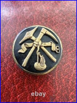 Daria DUSAUSOY Paris Mining Badge- Rare Vermeil Silver on Black Onyx France