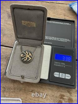 Daria DUSAUSOY Paris Mining Badge- Rare Vermeil Silver on Black Onyx France