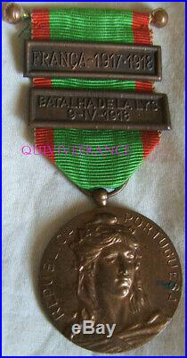 Dec6237 Medaille Des Campagnes De L'armee 1916 Portugal France La Lys Ww1