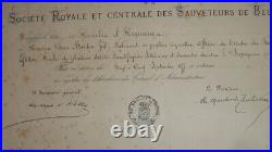 Dec6641 Diplome Et Medaille Societe Royale De Sauvetage De Belgique 1877