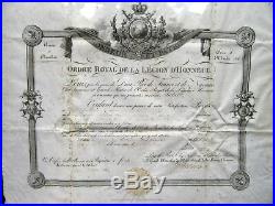 Diplôme +2 Ordre De La Légion D'honneur Restauration 1816 Roi France Louis XVIII