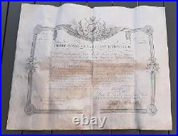 Diplôme Brevet 1824 Légion d'Honneur en parchemin Charles X Hôpitaux de Paris