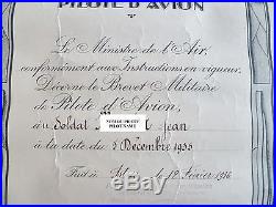 Diplome Brevet Pilote Aviateur Militaire Istres 1935 Wwii Original French Pilot