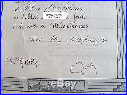 Diplome Brevet Pilote Aviateur Militaire Istres 1935 Wwii Original French Pilot