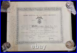 Diplome De Chevalier De La Legion D'honneur De 1925 Avec Décret Et Etuis