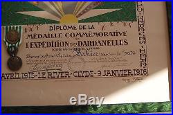Diplome De La Medaille Commemorative De L'expedition Des Dardanelles