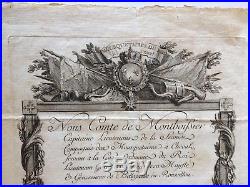 Diplôme Document Ordre St Louis 1770 Mousquetaires 2e Cie Roi Louis XV Rare