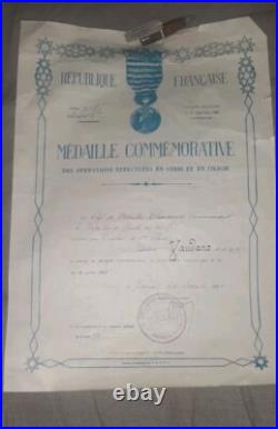 Diplome Medaille Levant Syrie Cilicie Medaille