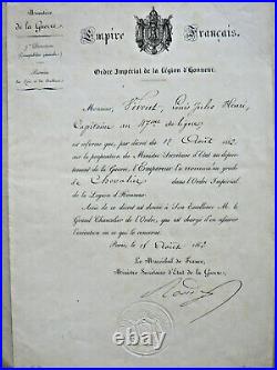 Diplôme Ordre Impérial Légion d'Honneur Napoléon III Hamelin 1862+Le Boeuf 1870