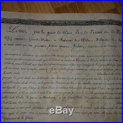 Diplome Ordre Saint Louis Cachet Rare empire 1816 napoleon marin marine anglaise