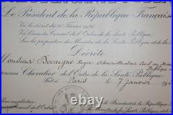 Diplôme Ordre de la Santé Publique, fait Chevalier Roger Docaigne le 7/01/1952