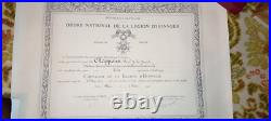 Diplôme de LH (Gvt Prov. 7/5/46) et méd. Vermeil du SSA (1961) pour un méd. Gén