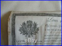 Diplôme en peau de lordre de saint Louis avec sceau 1824