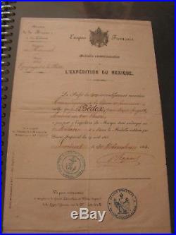 Diplome expedition du mexique 1864 ref 6000