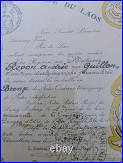 Diplôme médaille Laos PFAT Indochine 1952