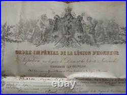 Diplômes Chevalier Et Officier De La Légion D'honneur Second Empire Napoléon III