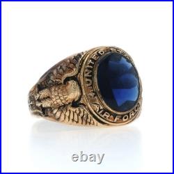 Doré Remplie États-unis Air Force Verre Homme Anneau Militaire Service Sz