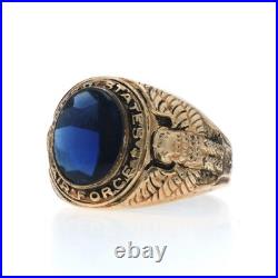 Doré Remplie États-unis Air Force Verre Homme Anneau Militaire Service Sz
