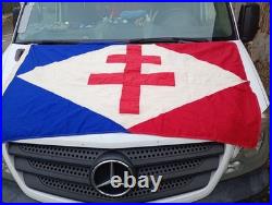 Drapeau en coton daté de(1942) (FNFL) 157cm X90cm Croix de Loraine, Repro