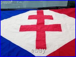 Drapeau en coton daté de(1942) (FNFL) 157cm X90cm Croix de Loraine, Repro