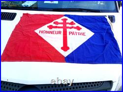 Drapeau en coton daté de 1943 (F. F. I) 94x62cm, les Français de Londres, Repro