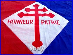 Drapeau en coton daté de 1943 (F. F. I) 94x62cm, les Français de Londres, Repro