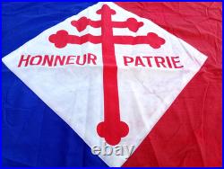 Drapeau en coton daté de 1943 (F. F. I) 94x62cm, les Français de Londres, Repro