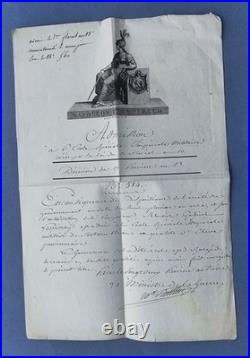 ECOLE SPECIALE IMPERIALE MILITAIRE lettre admission AN 13 1805 sign. BERTHIER
