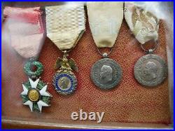 Ensemble de médailles Napoléon III, Chine, Mexique, Légion d'honneur, Cadre, XIX