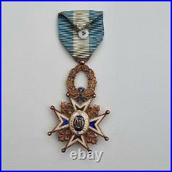 Espagne Ordre de Charles III, croix de chevalier en or, dans son écrin