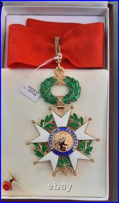 Etoile Commandeur en vermeil Légion d'Honneur + Rosette + Ecrin cuir RF Arthus B