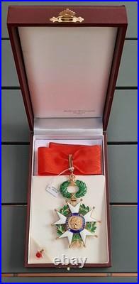 Etoile Commandeur en vermeil Légion d'Honneur + Rosette + Ecrin cuir RF Arthus B