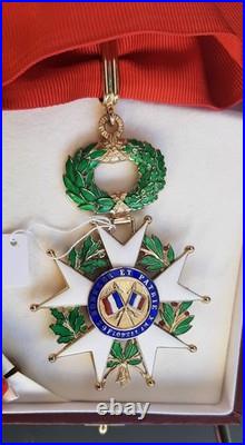 Etoile Commandeur en vermeil Légion d'Honneur + Rosette + Ecrin cuir RF Arthus B