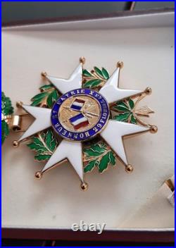 Etoile Commandeur en vermeil Légion d'Honneur + Rosette + Ecrin cuir RF Arthus B