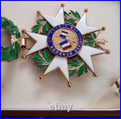 Etoile Commandeur en vermeil Légion d'Honneur + Rosette + Ecrin cuir RF Arthus B