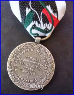 FRANCE Médaille commémorative de l'expédition du Mexique en 1862 1863. ARGENT